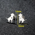 Cute stainless steel dog silhouette earrings with hollow heart detail, 12mm size - 282 Steel (Sitting Dog)