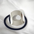 Black elastic hair tie featuring a polished silver U-shaped metal ring decoration - Silver Hollow Oval