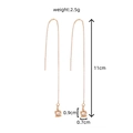 Rose gold long threader earrings with sparkling zircon crown pendants and star detail - NE1056 Crown Star