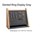 Three-layer gray velvet and solid wood jewelry display stand for rings and earrings - Dark Gray