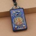Ebony Yellow Zambala No.2 Thangka Square Single Pendant