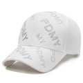 Weiße atmungsaktive Mesh-Baseballkappe mit funkelnden FDNY-Strassbuchstaben für Damen - Weiß