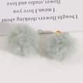 Soft mint green plush pom pom charm with golden metal loop for DIY jewelry making - Light Green