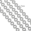 Silver stainless steel hip hop chain necklace with 7mm link size detail - Z2181S Silver Flower Chain 7mm