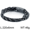 Double-layered vintage stainless steel bracelet with woven chain and secure plug buckle - Double Layer Weave and Box Chain (KB119218-KFC)