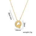 18K gold plated necklace featuring micro-paved zircon letter Q pendant with bead chain - Gold Color Letter Q with Zirconia