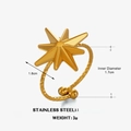 Anello a stella a otto punte in acciaio placcato oro 18K con fascia regolabile - Aperto Regolabile / Anello d'Oro