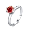 Classic silver S925 sterling silver ring featuring a vibrant red round cut center stone - Adjustable Open / 5-carat Orange-red Moissanite (gra Certificate)