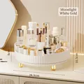 Drehbarer Kosmetik-Organizer in Mondweiß und Gold mit 28,5 cm Durchmesser und Fächern - 360° Drehbarer Teller - Mondlichtweiß