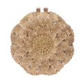 Champagne gold sunflower evening clutch bag with sparkling rhinestone floral pattern - Champagne