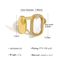 Adjustable 18K gold plated stainless steel ring with oval zircon and polished finish - White