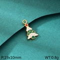 Christmas tree charm for DIY jewelry in gold, green and red finish, size 19x10mm - Colorful Decorated Christmas Tree (KLJ10448-ZLA)
