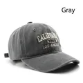 Retro washed dark grey baseball cap with California embroidery and curved brim style - Gray