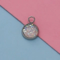 Macro shot of 12mm stainless steel pendant tray with colorful starry glitter inlay - Fantasy Flash Style (9)