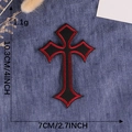 Gothic cross embroidered patch in black and red, 10.3cm tall, for DIY clothing accessories - Hot Melt Adhesive / Black Red