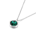 Collier en argent élégant avec pendentif zircone cubique carré vert émeraude 13mm - Vert