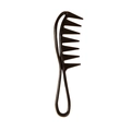 Wide-tooth hair comb in black with ergonomic ring handle for curly and wet hair - Black