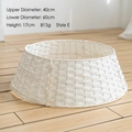 White woven Christmas tree collar, 60cm base diameter, rustic holiday tree stand cover - Top 40xBottom 60xH 17cm / White Small