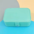 Portable mint green PU leather jewelry box for rings and earrings with snap closure - 16*11*5cm / Sky Blue