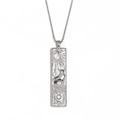 Silver Taurus zodiac rectangular pendant necklace with celestial star moon sun motifs - Taurus / Steel