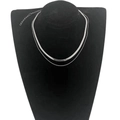 Double layered silver necklace featuring a flat snake chain and a beaded link chain - Blade Chain Silver