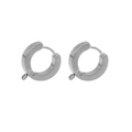 Silver stainless steel huggie hoop earrings with small hanging loop for DIY jewelry - Pierced Earring Hoop / Steel