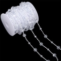 Transparent acrylic bead chain on a roll for wedding decor and DIY jewelry making - Bulk Faceted Ball 12mm/8mm/4mm Clear 15m/Roll