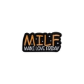 Cartoon enamel pin with MILF letters and Man I Love Friday text on black metal - MILF Style (QHXZ848) / Black