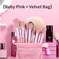 12-teiliges Profi Make-up Pinsel Set in Girl Pink mit passender Samtaufbewahrungstasche - Sijiqing Serie 13-teiliges Mädchenrosa + Samttasche