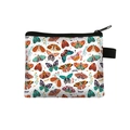 White butterfly print small zipper coin purse with colorful pattern and black handle strap - Colorful Butterfly Mix