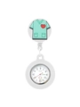 Dettaglio di un orologio da infermiera al quarzo retrattile con clip a forma di divisa - Bianco Divisa da infermiera