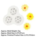 Lichtdurchlässige Silikonform für Gänseblümchen mit drei Mulden und gelben Blumen - 3# Dreifache Sonnenblumen (15-88) / Grau