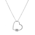 Collar de corazón plateado con pavé de circonitas brillantes en cadena cruzada - Contorno de Corazón Plateado con Pavé (M-075) / Plateado