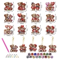 5D DIY Valentinstag Teddybär Diamant Malerei Schlüsselanhänger Set mit roten Herzen - Teddybär Valentin Schlüsselanhänger (12er Set)