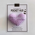 Handmade purple crocheted heart pocket hug gift with inspirational greeting card - Light Purple