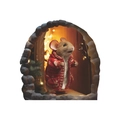 Sticker mural 3D détaillé avec une souris en pull rouge à l'entrée d'un trou de pierre - SD31/Souris en pull rouge