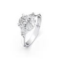 Elegant S925 sterling silver ring with oval center stone and pear side zircons - Lzr07-p-6