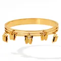 Bracciale a tre strati in acciaio inossidabile dorato con ciondoli a farfalla opachi - Oro (KAS879)