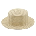 Cappello di paglia classico con cima piatta e tesa larga per protezione solare mare - M (56-58cm) / Beige