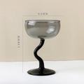 Coupe à dessert grise en verre avec pied noir en forme de S, taille 93x138 mm - 240ml / Coupe Grise/Tige Noire