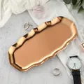 Wavy edge rose gold stainless steel jewelry tray with a mirror polished finish - Stainless Steel / Large Wave Rose Gold (22*11cm)