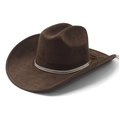 Classico cappello da cowboy western in pelle scamosciata marrone con strass - M (56-57 cm) / Marrone