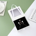 White drawer jewelry box with clear window, ribbon handle and elegant necklace display - 13*13*4CM / White
