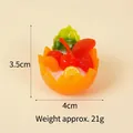 Miniature orange bowl fruit model with berries, 3.5cm height for keychains and decor - Orange Bowl - Tangerine Grapefruit Cherry