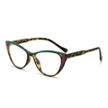 Cat-eye anti-blue light glasses with retro tortoiseshell frame and green purple accents - Green Hawksbill