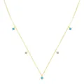 Minimalist S925 sterling silver gold necklace with turquoise beads and zircon gems - 925 Silver / Gold