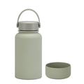 Morandi green 650ml stainless steel insulated water bottle with silicone sleeve and handle - 650ml / Bean Green