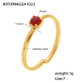 Adjustable golden stainless steel ring featuring a single round red zircon stone - US 7 / Gold Color Red Zirconia Ring