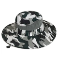 Outdoor camouflage sun hat in black and white pattern with breathable mesh and chin strap - Adjustable / Black & White
