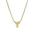Minimalist gold-plated round snake chain necklace with polished letter Y pendant charm - Necklace - Letter Y